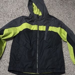 Black and Neon Green Hooded Jacket